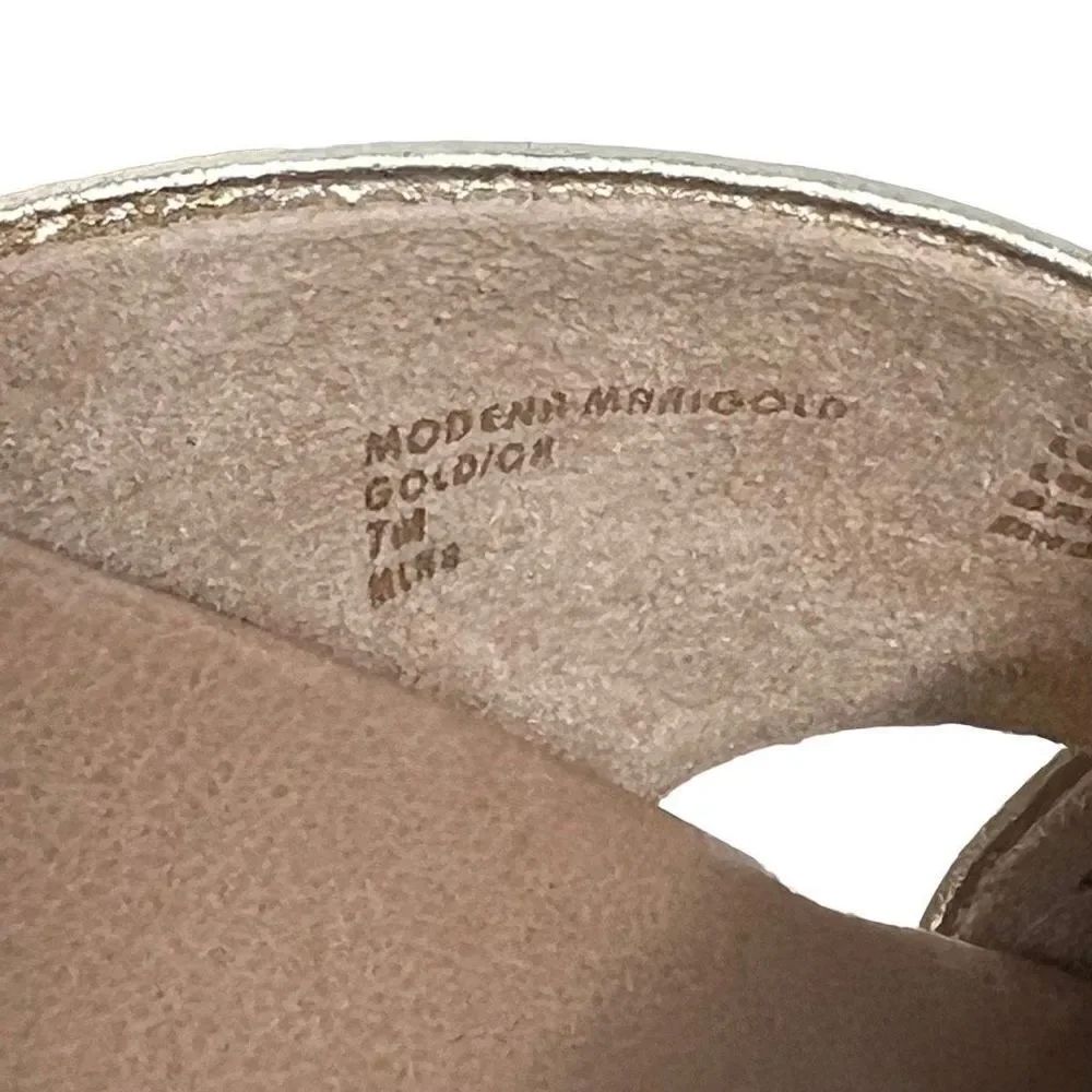 Earth modena marigold gold leather espadrille wedges size 7